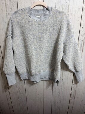 Abercrombie & Fitch Light Blue Patterned Crewneck Sweater oversized fit Small